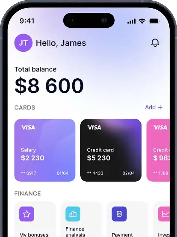 Mockup de aplicativo mobile de gestão financeira em smartphone